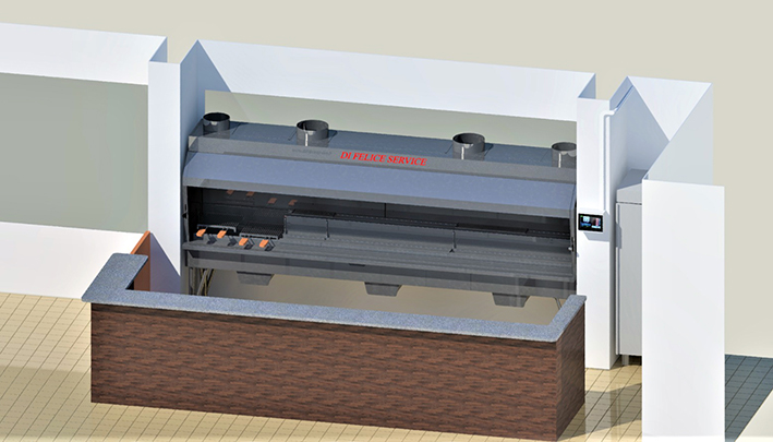 Schema postazione griglia con bancone